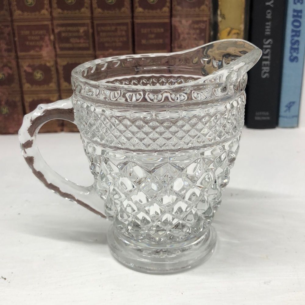VINTAGE Diamond Cut Crystal Creamer Wexford by Anchor Hocking 0412